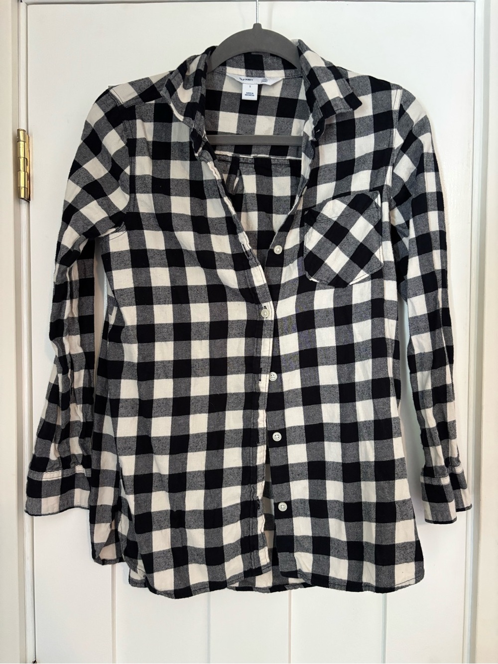 Old Navy Black and White Checkered Button-Down Shirt